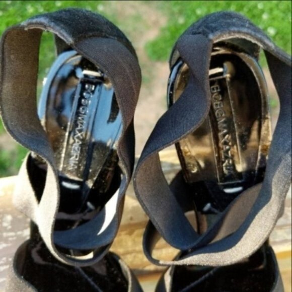 BCBGMaxAzria Black Strappy Block Cone 4" Heels 8 - Picture 5 of 8